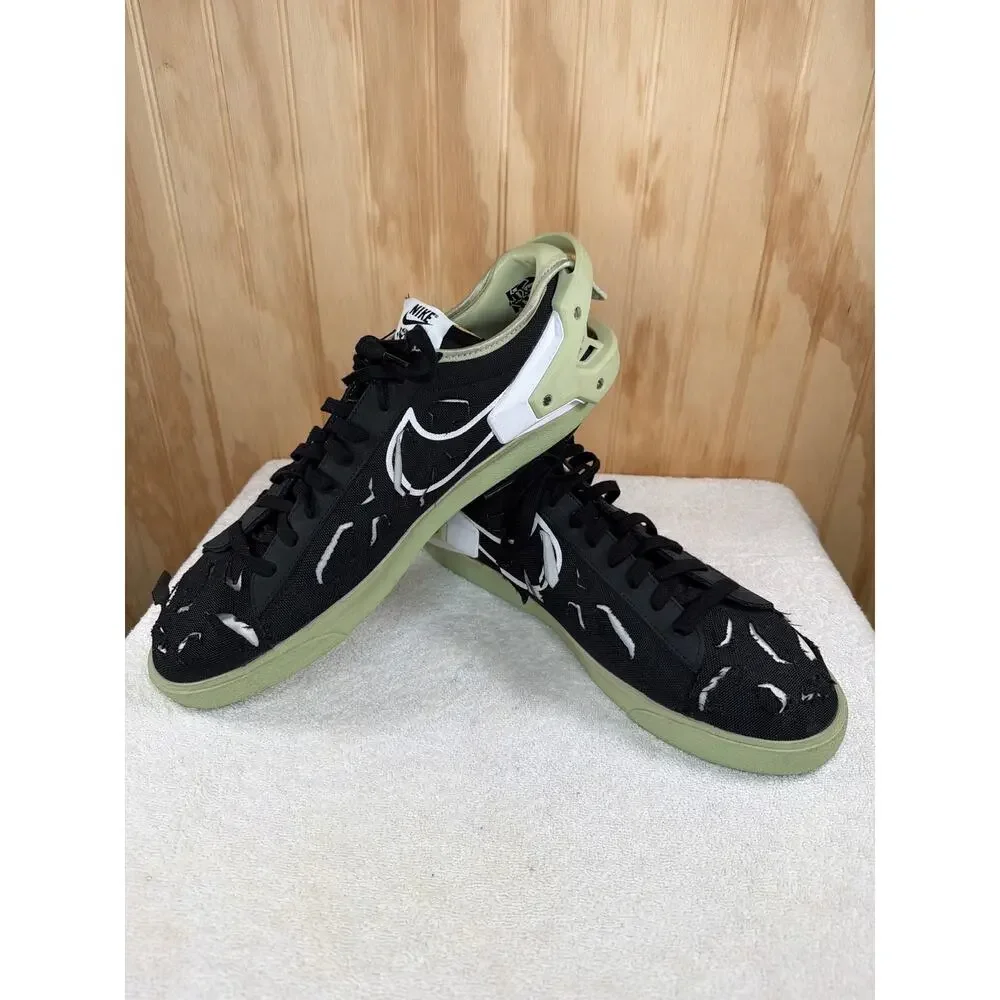 Nike x ACRONYM Blazer Low Black Olive Aura Distressed Laser Cut Sneakers Size 14